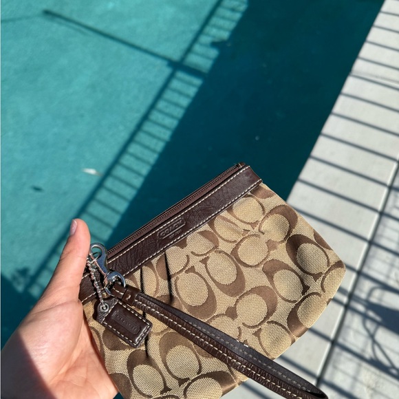 Coach Handbags - Vintage Coach Signature Brown and Tan Wristlet